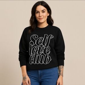 Brunette The label Black Graphic Sweatshirt S M Self Love Club